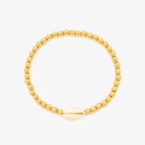 NEW PURAVIDA COWRIE GOLD BEAD STRETCH BRACELET